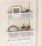 Aimeaihe Over The Door Hooks, Door Hanger Towel Rack with 2 Basket, Over The Door Coat Rack, Back...