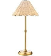 Folux 20.5'' Tall Cordless Boho Rattan Table lamp, 5200-mAh Rechargeable Battery, 3-Level Brightn...