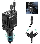 Retractable Car Charger, 4 in 1 Fast Car Phone Charger 66W Travel Essential Gifts Compatible with...