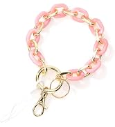 Junyuerly Stylish Wrist Lanyard Keychain Wristlet Key Chains Resin and Hardware Chains Link Gold ...