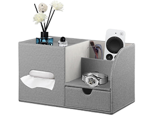 Tissue Box Cover with Storage Tray and Organizer