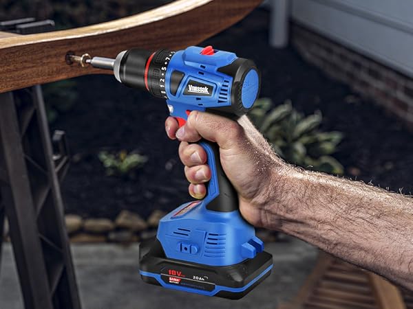 Cordless Drill Set, 3/8" Keyless Chuck, Electric Power Drill with 2.0Ah Battery and Charger