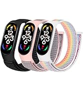 WNIPH Nylon Band Compatible with Xiaomi Mi Band 7/6/5/4/3, Soft Adjustable Sport Loop Wristband R...