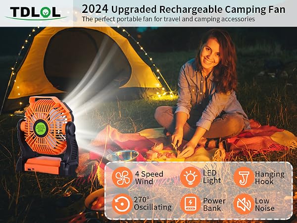 camping fan portable rechargeable battery powered