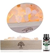MLYNKL Himalayan Salt Lamp Diffuser - 300g Pink Salt with Wood Base, USB Powered, Warm Light & 10...