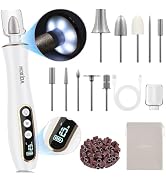 Professional Manicure Pedicure Kit, Cordless Electric Nail Drill with 360° LED light&10 Speeds, R...