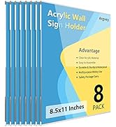 Acrylic Sign Holder 8.5 X 11 inch Wall Mount, 8-Pack Clear Plastic Paper Sign Holder with 3M Tape...
