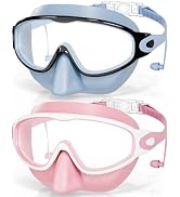 Aegend Swim Goggles with Nose Cover, 2 Pack Wide View Swimming Mask Anti-Fog/UV