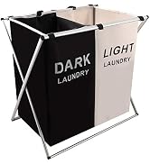 Nicesail Laundry Basket 2 Section Hamper Washing Storage Basket Bag, Folding Hamper Waterproof & ...