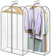 LANDNEOO 2 Pack Clear Garment Bags for Hanging Clothes with Zippers on Double Sides - 10'' Clothe...
