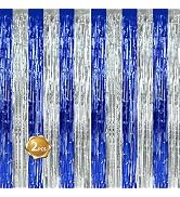 BEISHIDA 2Pcs Blue Silver Door Streamers Congrats Grade 2025 Decoration Backdrop Foil Fringe Tins...
