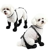BECROWM Waterproof Dog Boots for Small/Medium Dogs -Dog Paw Protectors Dog Suspender Boots Anti-S...