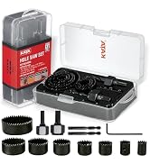 KATA 12PCS Hole Saw Kit 3/4"-2-1/2" (19-64mm) Hole Saw Set with Mandrels Hex Key, Ideal for Soft ...