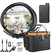 Ausic Portable Misting Systems, Outdoor Water Cooling Misters Set with 6000mAh Water Pump, 20L Bu...
