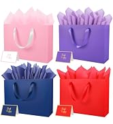 Epoesch 4 Pack Colorful Medium Gift Bags with Handles and 12 Tissue Papers | 12.6x8.7x4 Inches fo...