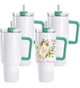 D·S 4 Pack Sublimation Tumblers 40 OZ with Handle Blank Insulated Large Tumbler Bulk, Coffee Trav...