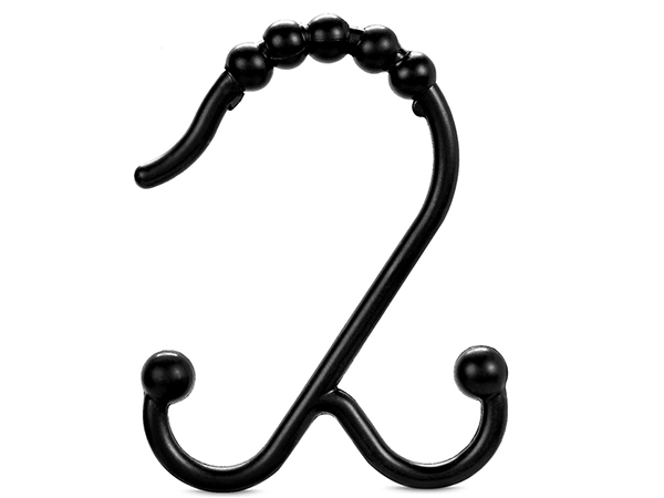 black double shower curtain hooks