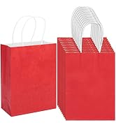 100 Pack 5.9x3.15x8.26 inch Small Red Gift Bags, Kraft Bags with Handles Bulk for Birthday Party ...