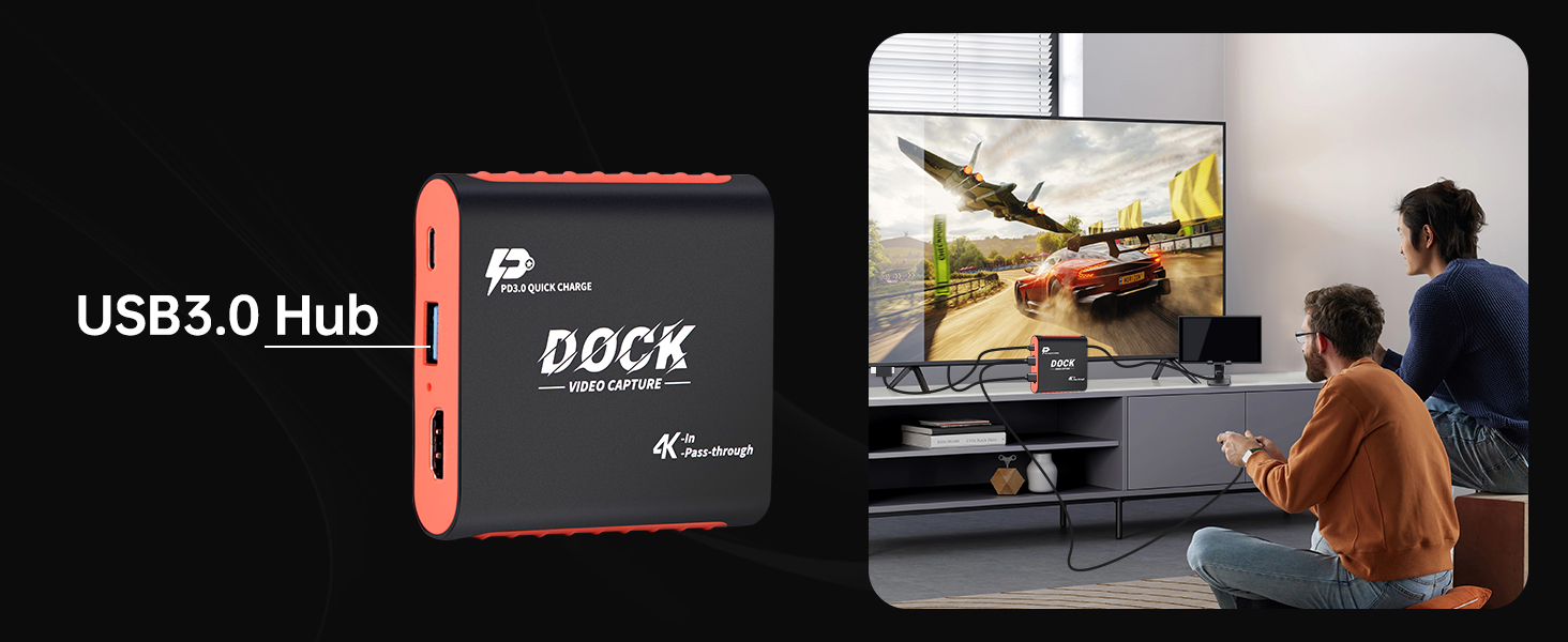 USB 3.0 Hub for Wired Controllers via 2-in-1 switch dock & capture card