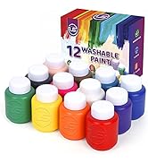 Washable Paint for Kids – 12 Ct Finger Paint (2 oz Each) Tempera Paint, Non Toxic Kids Paint for ...