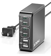 MSTJRY Charging Station for Multiple Devices : 130W 6 Port GaN Fast USB C Charger Station, Compac...