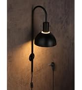 TORCHSTAR Metal Plug-in Wall Sconce, Wall Lamp with Plug in Cord, Indoor Wall Decor Light, E26 Ba...
