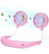 Portable Hanging Neck Sports Fan, Hands Free Personal Wearable Fan-USB Rechargeable Headphone Nec...