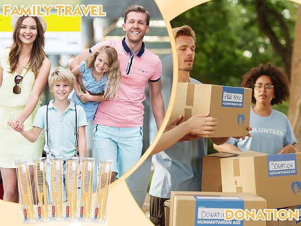 Yellow Disposable Toothbrushes Bulk with Toothpaste and Comb
