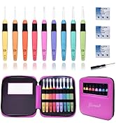 Yarniss Led Light Crochet Hooks Set with Case,9 Size Light Up Crochet Hooks 2.5mm~6.5mm Include B...
