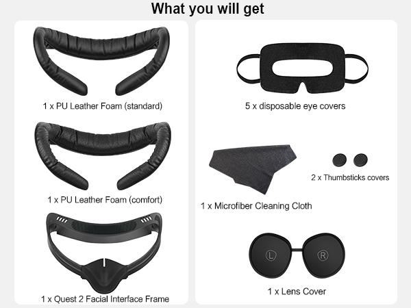 VR Facial Interface for Oculus Quest 2 Face Pad Replacement, Face Cushion Pad
