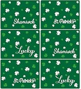St. Patrick's Day Placemats Set of 6 Reusable Green Shamrock Plastic Table Mats Easy Clean Lucky ...