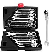 GOTOTOP Ratcheting Spanner Set, 12Pcs 8-19mm Multifunction Double Head Metric Flexible Spanner Ra...