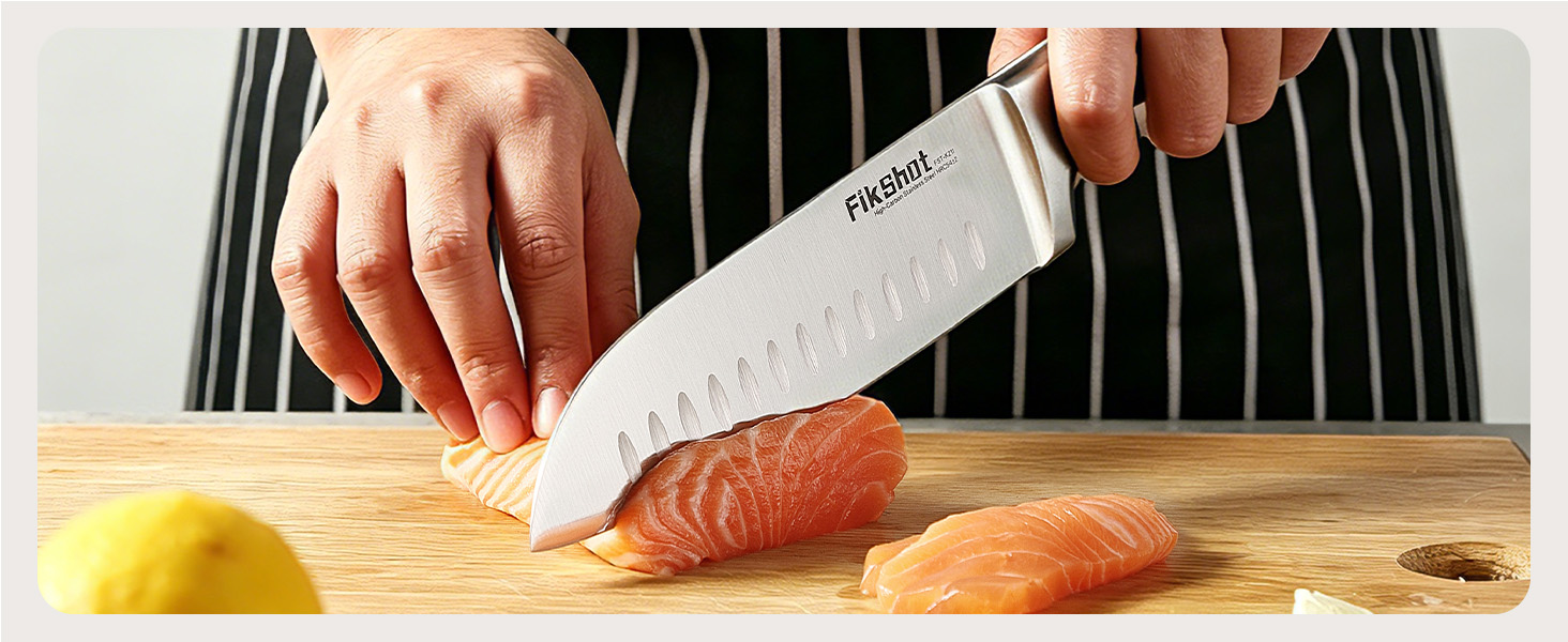 High-carbon steel retains long-lasting sharpness for clean cuts, no tearing of delicate fish