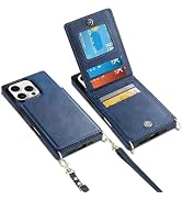 Vofolen for iPhone 16 Pro Case with Card Holder Crossbody Lanyard Strap Leather Wallet Case with ...