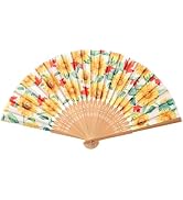 Salutto Hand Fan Bamboo Printed Pattern Folding Fan For Party Wedding Gift Small Sunflower