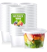 NEEBAKE 16 Oz Deli-Containers-with-Lids - 60 Set Plastic Food-Storage-Containers-with-Lids, Micro...