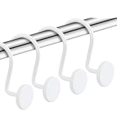 CHICTIE White Shower Curtain Hooks, Rustproof Shower Curtain Rings for Bathroom, Metal Shower Hoo...