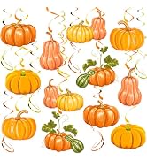 30pcs Fall Pumpkin Hanging Swirls, Thanksgiving Fall Ceiling Hanging Decorations Pumpkin Swirls S...