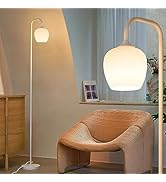ONEWISH White Floor Lamp-Modern Standing Lamp for Living Room Bedroom, Opal Glass Lamp Shade, LED...