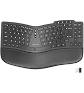 OMOTON Ergonomic Wireless Keyboard, Cushioned Wrist Rest, Rechargeable, USB Connectivity, Split N...