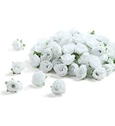 SITUMEIZI 100 Pcs 1.3 inches Mini White Rose Head White Artificial Roses Fake White Flowers for H...