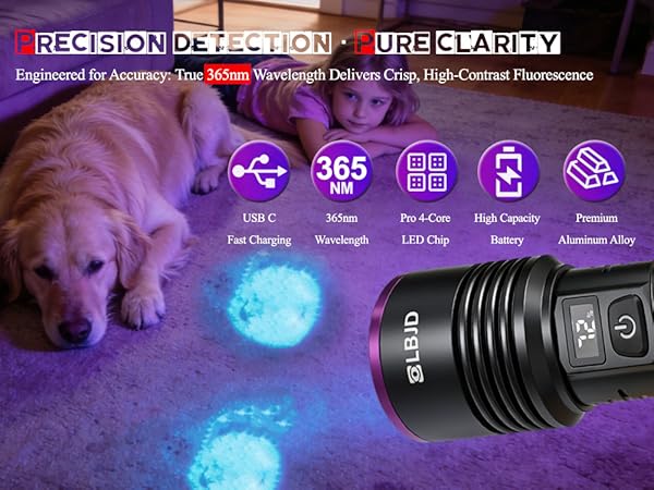 365 NM uv Black Light Flashlight