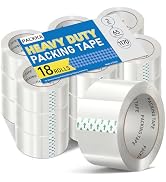 PACKKA Clear Packing Tape, Heavy Duty Packaging Tape Refills 18 Rolls, 2 inch x 65 Yards, Shippin...