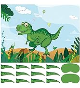 ASTARON Pin The Tail on The Dinosaur Game for Kids Birthday Party, Dinosaur Party Game with 24 pc...