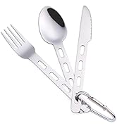 DZRZVD Camp Flatware Sets- Stainless Steel Spoon Fork Knife - Matching Matching Quick Hook - Ultr...
