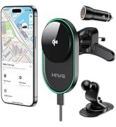 HiWe for MagSafe Car Mount Charger with Find My Built-in, Qi2-Certified Fast Charging 15W Magneti...