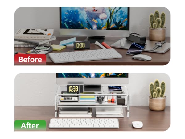 Egchi Clear Acrylic Monitor Stand Riser 2 Tier