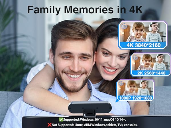 EMEET C980 PRO 3-in-1 4K Webcam with Mics and Speakers for Family Video Calls