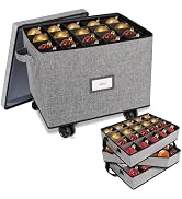 Lukeline Rolling Christmas Ornament Storage Box, Holiday Ornament Organizer with 3 Individual Rem...