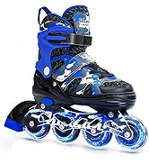 Kuxuan Boys Adjustable Inline Skates with Light up Wheels, Fun Illuminating Skates for Kids Girls...